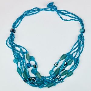 beautiful blue beaded multi-strand necklace